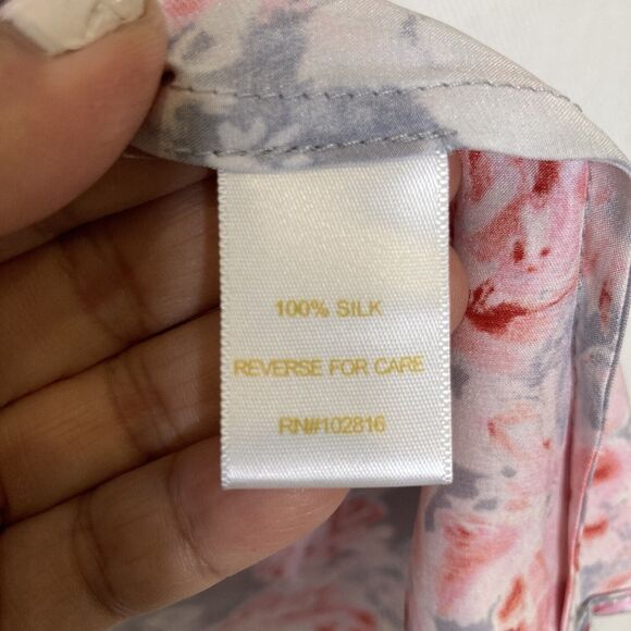 Garnet Hill 6 Pink Floral Washable Silk Camisole Blouse Cami Tank Women Tank Top - Picture 8 of 10